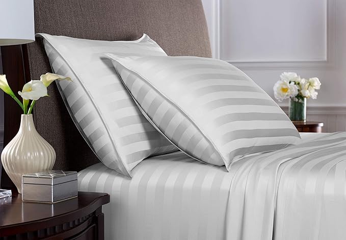 Pure Bamboo Split King Sheets, Genuine 100% Organic Viscose Derived from Bamboo Bed Sheet Set, Soft & Cooling, Double Stitching, 2 Fitted Sheets (Split King, Jacquard White)