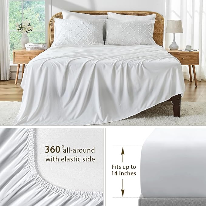 Nesker Queen Comforter Set - 7 Pcs Whilt Comforters Tufted Boho Bedding Sets, Soft Cozy Chic Bed in a Bag, Vintage Shabby Bed Set All Season with Comforter, Fitted Sheet, Flat Sheet & Pillowcases