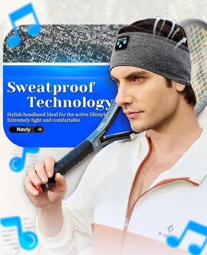 Navly Sleep Headphones, 12Hrs Sports Headband with Soft Cozy Earbuds Comfortable, Headphones Headband with Ultra-Thin HD Stereo Speakers Perfect for Workout,Running,Yoga,Travel