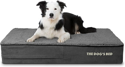 The Dog’s Bed Orthopedic Memory Foam Dog Bed Mattress, Plush Fabric, Grey Plush, L, 6-Inch