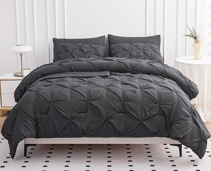 LANE LINEN Bed in a Bag - 5 Pc Twin Size Comforter Set - Ultra Smooth Microfiber All-Season Twin Bed Set - Includes Comforter, Sheets Set & Sham - Very-Soft, Dorm-Ready Everyday Bedding - Grey | Smooth microfiber, Dorm ready design, Soft easy care, Coz...