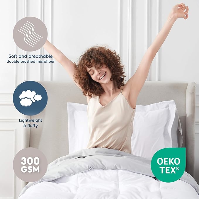 Nestl 5 Piece Twin Comforter Set – White Reversible Bed in a Bag – Complete Twin Size Bedding Set with Sheets, Pillowcase and Sham