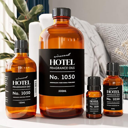 AirScent Warm Vanilla Ritzy Hotel Fragrance Oil No. 1050 - Marshmallow Vanilla Tonka Bean - Hotel Diffuser Oil for Ultrasonic and Waterless Diffusers and Crafting - 500 mL, 16.9 fl oz Glass Bottle