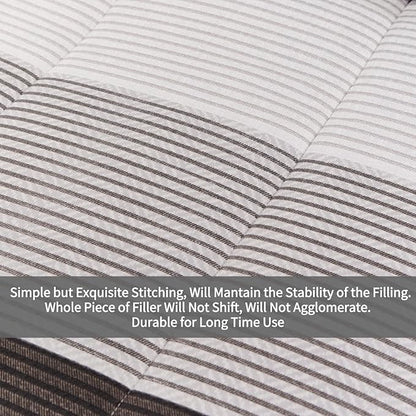 RYNGHIPY 8Pcs Revsible Grey Black Striped Down Alternative Comforter Bedding Collections, Lightweight All Season Striped Bedding Comforters Sets for Queen Bed (Queen,Grey Black)