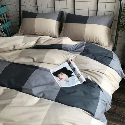 VM VOUGEMARKET Plaid Comforter Set Twin,3 Pieces Black Gray Grid Bedding Comforter with 2 Pillowcases Modern Simple Farmhouse Down Comforter Set for Teen Boys