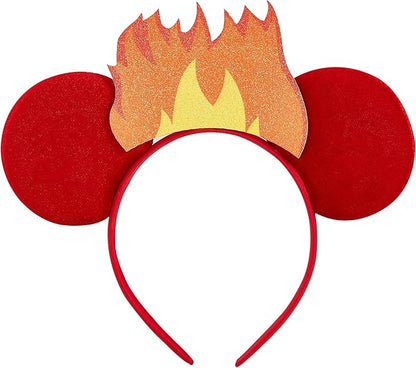 Flame Mouse Ear Headbands,Sparkle Mouse Ears Headband for Boy Men Cartoon Princess Costume Cosplay Decoration