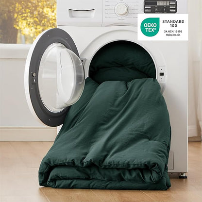 Bedsure Full Comforter Set, Forest Green Soft Prewashed Bedding for All Seasons, 3 Pieces GentleSoft™ Bed Set, 1 Lightweight Comforter (82"x86") and 2 Pillowcases (20"x26")