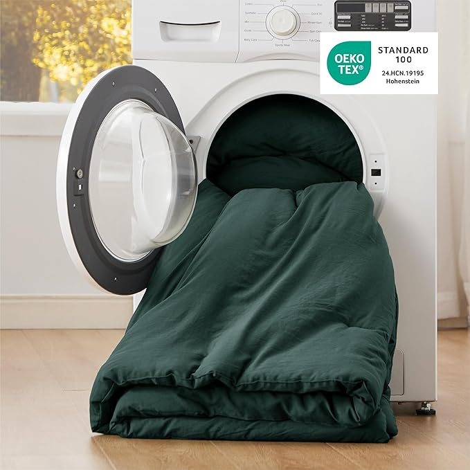 Bedsure Super King Comforter Set, Forest Green Soft Prewashed Bedding for All Seasons, 3 Pieces GentleSoft™ Bed Set, 1 Lightweight Comforter (120"x120") and 2 Pillowcases (20"x36")