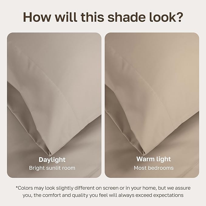 California Design Den King Sheet Set - 1000 Thread Count Sateen, Thick and Natural 100% Cotton Sheets, Deep Pockets, Durable Bedding Set - Beige (Sand Tone)