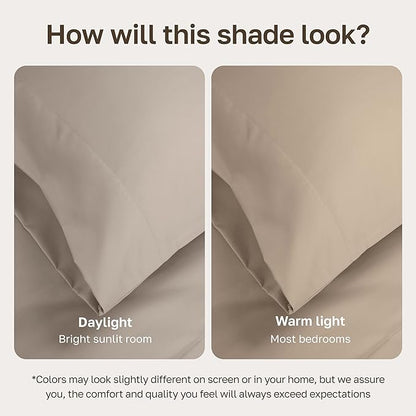 California Design Den Thick and Natural 100% Cotton Sheets Queen Size Set - 1000 Thread Count Sateen, Deep Pocket Queen Sheets, Durable Bedding Set - Beige (Sand Tone)