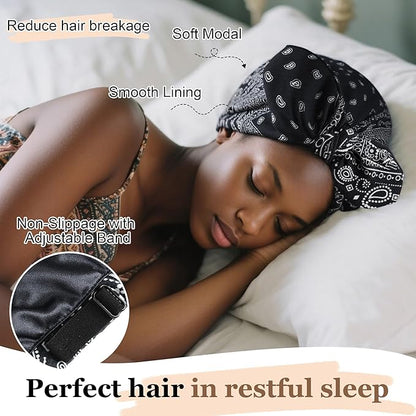 Ababalaya Satin Lined Beanies for Women Chemo Headwear Silky Lined Cotton Sleeping Cap