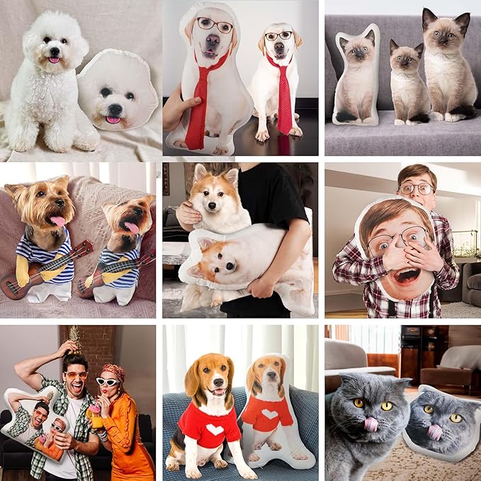 Easycosy Custom Photo Pillow Gifts, Personalized Pet Pillow Shaped Looks Like Your Dog Cat Picture, Unique Birthday Funny Gifts for Pet Lovers(16 Inch)