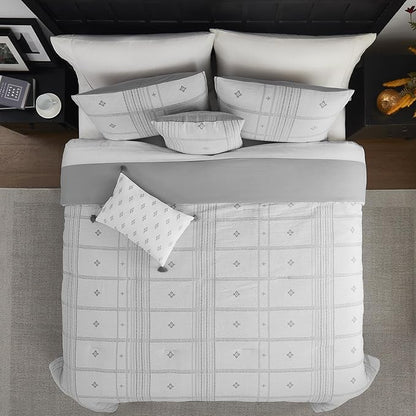 Modern Threads 5-Piece Jacquard Comforter Set, Elena King in Grey – Elegant Comforter, 2 Pillow Shams, and 2 Decorative Pillows