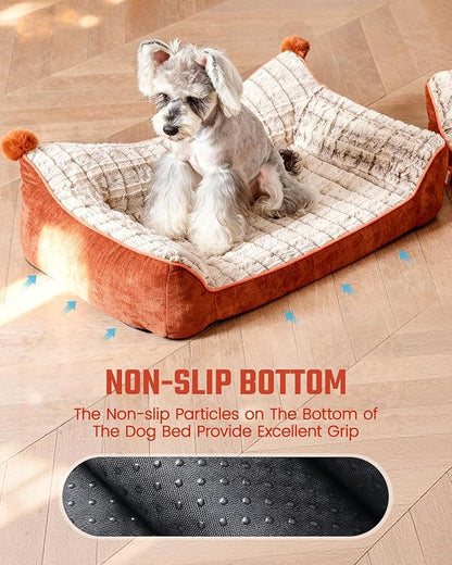 Orthopedic Dog Bed for Extra Large Dogs,Waterproof Supportive Egg Crate Foam Medium Dog Couch, Pet Bed with with Removable Bolsters, Washable Cover Non-Slip Bottom, (43''×32''×8'')