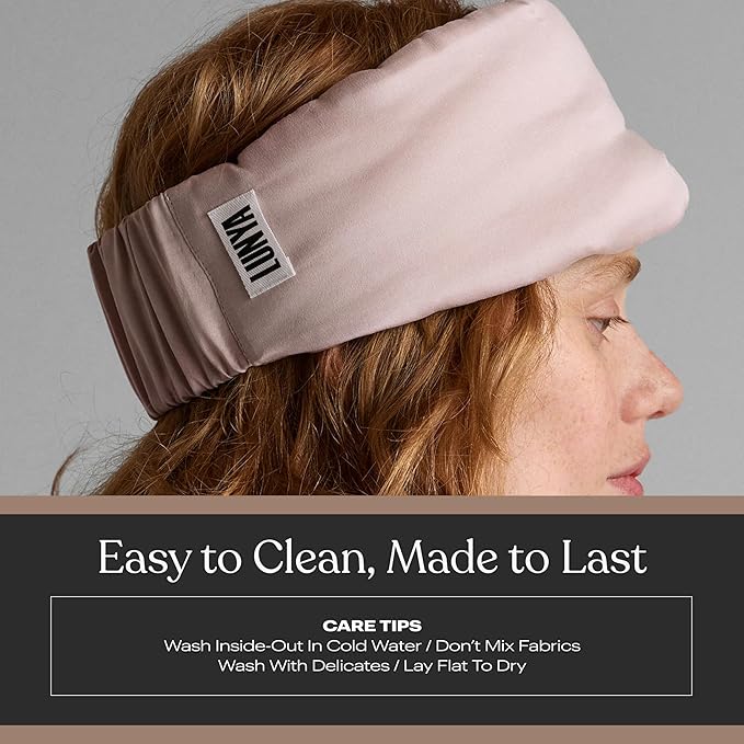 Lunya Washable Silk Sleeping Mask - Thermoregulating Mulberry Silk, Light Blocking and Comfortable Fit – Sleep Mask for Women and Men with Box - Delicate Pink - Large