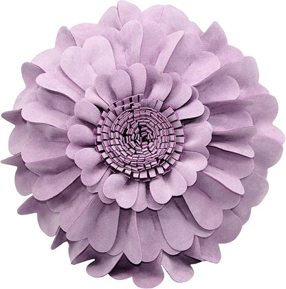 Contempo Lifestyles Flower Pillow – Decorative Pillow 3D Round Throw Pillows for Home Décor – Handmade Sweetheart Flower Pillow for Bed & Couch-Sunflower Pillow - 16 Inch Lilac