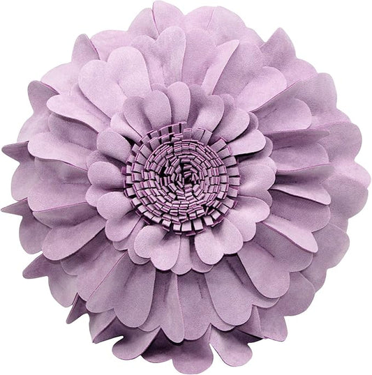 Contempo Lifestyles Flower Pillow – Decorative Pillow 3D Round Throw Pillows for Home Décor – Handmade Sweetheart Flower Pillow for Bed & Couch-Sunflower Pillow - 16 Inch Lilac
