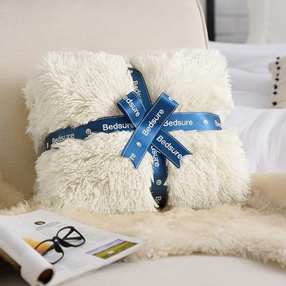 Bedsure GentleSoft Fluffy Cream King Size Blanket for Bed, Thick Soft Sherpa Faux Fur Fleece Bedding Fuzzy Plush Winter Warm Heavy Big Large King Blanket, Cozy Cream Gifts for Men Women, 108x90
