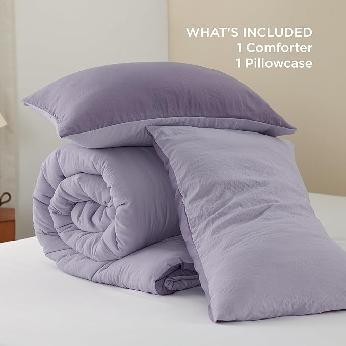 Bedsure Twin/Twin XL Comforter Set, Dark Gray Soft Prewashed Bedding for All Seasons, 2 Pieces GentleSoft™ Bed Set, 1 Lightweight Comforter (68"x88") and 1 Pillowcase (20"x26")