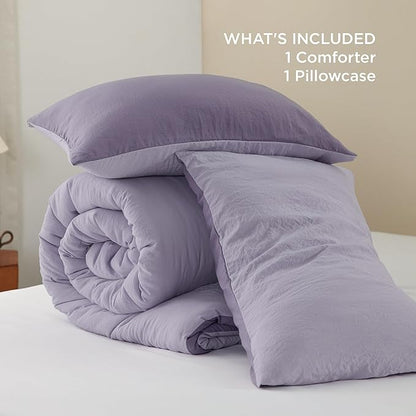 Bedsure Twin/Twin XL Comforter Set, Dark Gray Soft Prewashed Bedding for All Seasons, 2 Pieces GentleSoft™ Bed Set, 1 Lightweight Comforter (68"x88") and 1 Pillowcase (20"x26")
