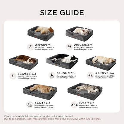Bedsure Small Orthopedic Dog Bed - Washable Bolster Dog Sofa Beds for Small Dogs, Supportive Foam Pet Couch Bed with Removable Washable Cover, Waterproof Lining and Nonskid Bottom Couch, Dark Grey