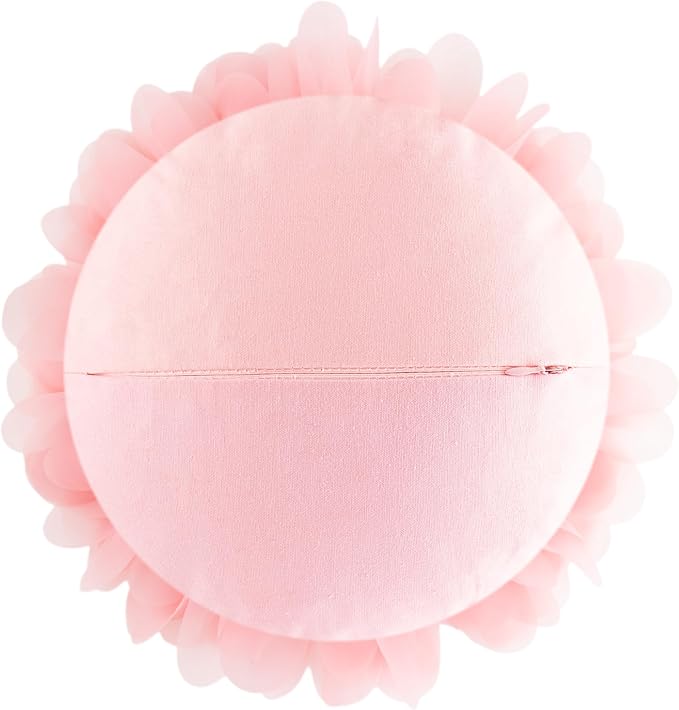 Pink Flower Pillow Cute Decorative Flower Round Shaped Throw Pillows Handmade 3D Daisy Floral Accent Pillow Soft Elegant Cushion for Bed Couch Sofa Chair Bedroom Living Room Home Decor 12Inch
