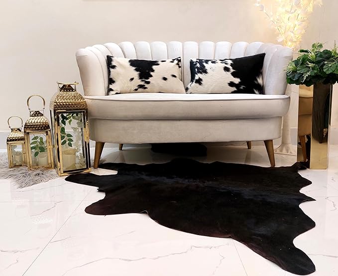 NGF Genuine Cowhide Lumber Pillows Cushion Cover - Leather Hair on 12' x 22' Throw Pillow - Handmade Leather Cushion Case with Hidden Zipper for The Living Room (Black & White, 12" x 22" Inches)