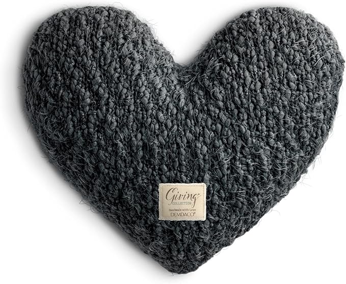 DEMDACO Charcoal Grey Giving Heart 11 x 10 Plush Polyester Decorative Throw Pillow