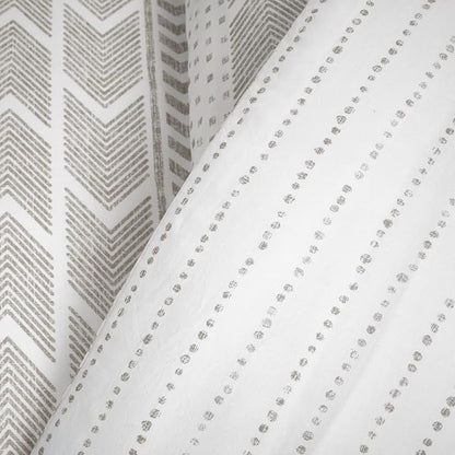 Lush Decor Hygge Geo Reversible 3 Piece Cotton Duvet Set, Full/Queen, Taupe & White