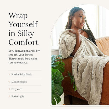Minky Couture Sorbet Blanket - Ultra-Soft Throw for Silky Smooth Comfort - Premium Decorative Throw Blanket - Midweight, Breathable Fabric - Machine Washable Adult, Tranquil Dove