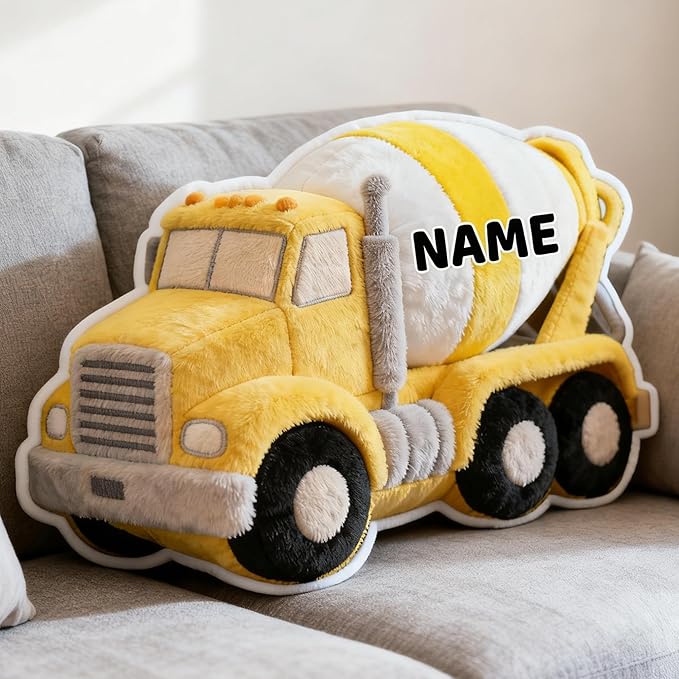 Custom Cement Tanker Shaped Pillow Personalized Double-Sided Printed Cute Pillow Customized Christmas Party Commemorative Gift Sofa Decorative for Boys and Girls 8-32in
