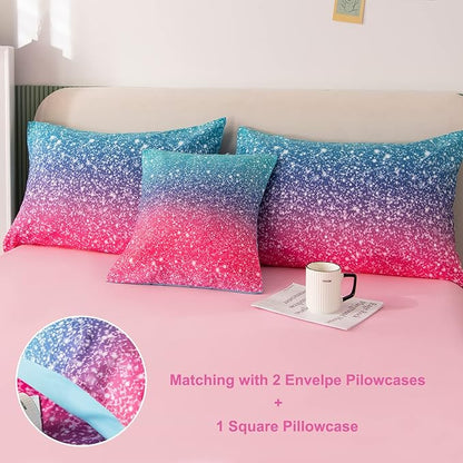 PERFEMET Girls Twin Size 6 Piece Bed in A Bag 3D Colorful Rainbow Bedding Comforter Sheet Set for Kids - (1 Comforter, 1 Flat Sheet, 1 Fitted Sheet, 2 Pillowcases, 1 Cushion Cover)