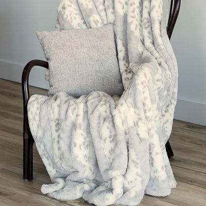 Minky Designs Arctic Lynx Minky Blanket – Ultra Soft Faux Fur Throw Blanket for Couch, Bed & Home – Fluffy, Warm & Luxurious – Posh Collection (X-Large, 60x84)