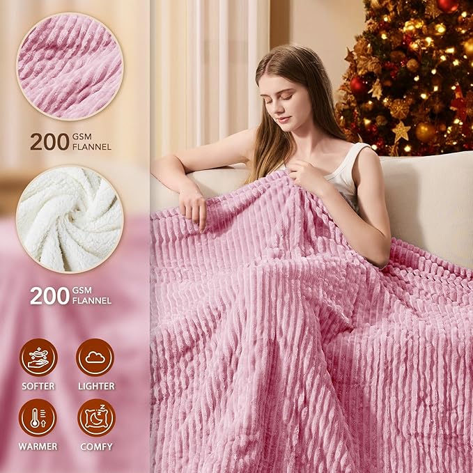 Homemate Electric Heated Blanket Queen Size - 84"x90" Heating Blanket Queen Size Dual Control 1/2/4/6/8 Hours Auto-Off 10 Heat Level Over-Heat Protection Soft Flannel Sherpa ETL Certification
