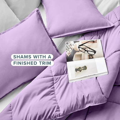 Bare Home Comforter Set - Oversized Queen Size - Ultra-Soft - Goose Down Alternative - Premium 1800 Series - All Season Warmth (Oversized Queen, Lavender)