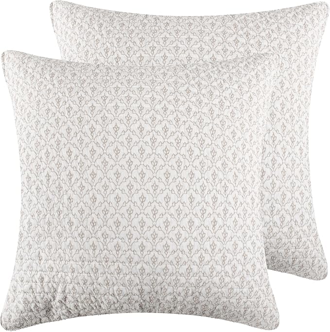 Levtex Home - Bennett Taupe - Euro Sham Set of 2 - Medallion - Taupe and Cream - (26x26in.), No Insert - Cotton