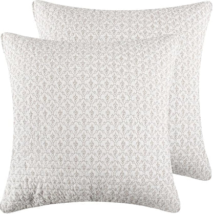 Levtex Home - Bennett Taupe - Euro Sham Set of 2 - Medallion - Taupe and Cream - (26x26in.), No Insert - Cotton