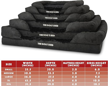 The Dog’s Bed Orthopedic Memory Foam Dog Bed with Bolsters, Fur Fabric, Black Fur, M