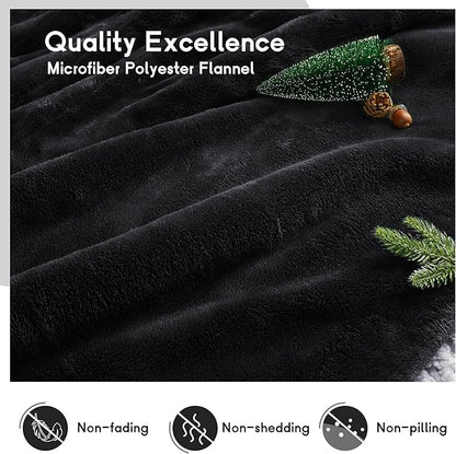 Heated Blanket Electric Throw Size 50''x60'' with 5 Heating Levels, 3 Hour Auto Shut Off, Machine Washable, Flannel & Sherpa Double-Sided Soft Warming Blanket for Couch, Bed, Office - Black