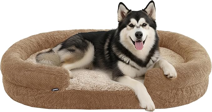 Bolster Dog Bed, Extra Thick 4.7 Inch Large Orthopedic Dog Bed with Memory Foam, Pet Couch Bed with Supportive Structure, Removable Washable Cover, Durable and Stylish Dog Bed for Large Dogs