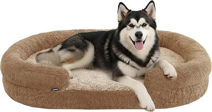 Bolster Dog Bed, Extra Thick 4.7 Inch Large Orthopedic Dog Bed with Memory Foam, Pet Couch Bed with Supportive Structure, Removable Washable Cover, Durable and Stylish Dog Bed for Large Dogs