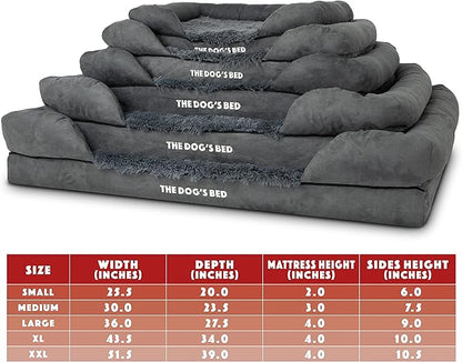 The Dog’s Bed Orthopedic Memory Foam Dog Bed with Bolsters, Fur Fabric, Grey Fur, XXL