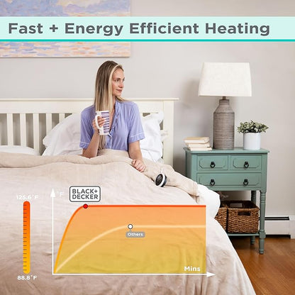BLACK+DECKER Heated Blanket Electric Full, Micro Plush Electric Blanket, Heating Blanket with 10 Heating Levels, 10H Timer, Auto Shutoff, Fast Heating (84x90 inches, Cream)