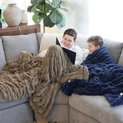 Minky Designs Driftwood Minky Blanket – Ultra Soft Faux Fur Throw Blanket for Couch, Bed & Home – Fluffy, Warm & Luxurious – Chic Collection (X-Large, 60x84)