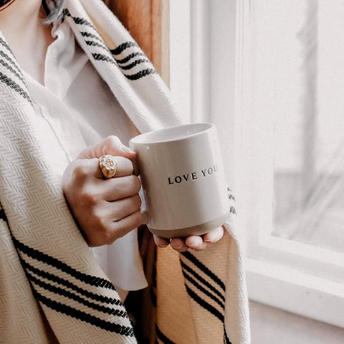 Sweet Water Decor Love You Stoneware Coffee Mugs - 14Oz Coffee Mugs for Hot & Cold Drinks - Cute Mugs Dishwasher & Microwave Safe - Valentines Gift Espresso Mugs - Ideal for Coffee & Tea Lovers