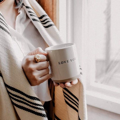 Sweet Water Decor Love You Stoneware Coffee Mugs - 14Oz Coffee Mugs for Hot & Cold Drinks - Cute Mugs Dishwasher & Microwave Safe - Valentines Gift Espresso Mugs - Ideal for Coffee & Tea Lovers