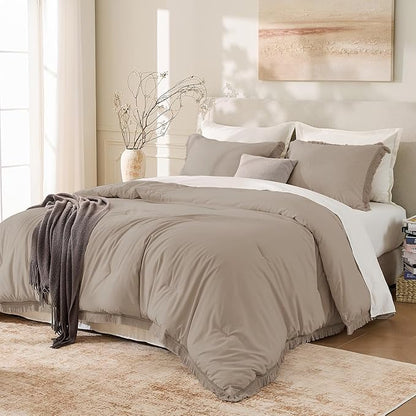 Andency California King Comforter Set Khaki - 3 Pieces Cal King Boho Lightweight Bedding Comforter Sets, Oversized All Season Soft Bed Set (104x96In Comforter & 2 Pillowcases)