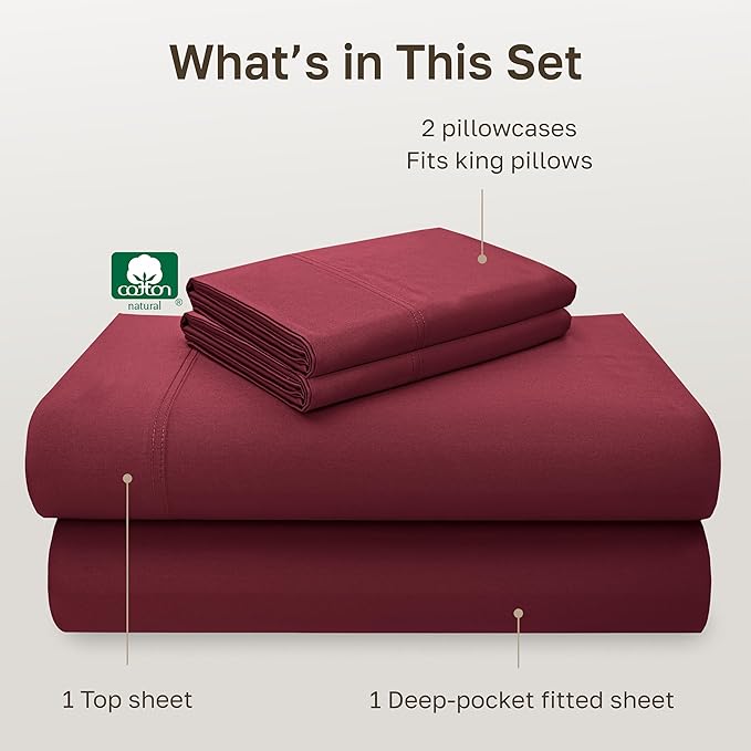 California Design Den Cal King Sheet Set - Luxury 600 Thread Count 100% Cotton Sateen Bed Sheets California King Size Set with Deep Pockets, Hotel-Quality Bedding - Brick Red Bed Sheets