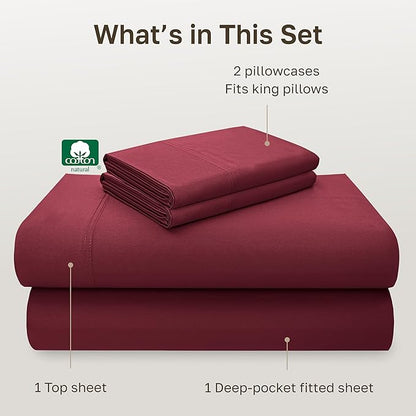 California Design Den Cal King Sheet Set - Luxury 600 Thread Count 100% Cotton Sateen Bed Sheets California King Size Set with Deep Pockets, Hotel-Quality Bedding - Brick Red Bed Sheets