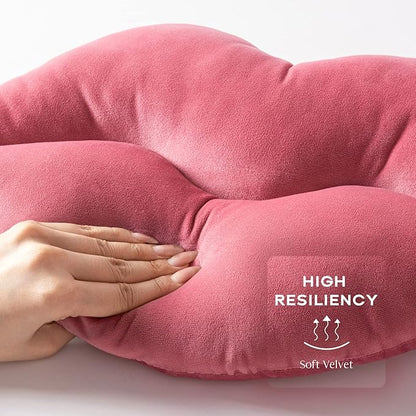Ashler Lips Throw Pillows Smooth Soft Velvet Insert Included Cushion for Couch Bed Living Room, Pink, 24 X 12 inches